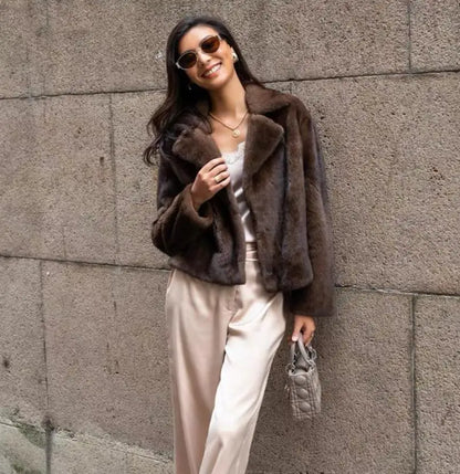 Women's 100% Genuine Mink Fur Jacket Winter Warmth Fashion European Street Style