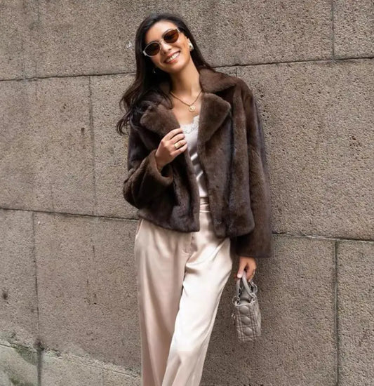 Women's 100% Genuine Mink Fur Jacket Winter Warmth Fashion European Street Style
