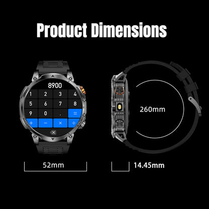 New Military Men's Outdoor Sport Smart Watch 1400mAh Battery BT Call Flashlight IP68 Waterproof 1.7' HD Large Screen Men Watch