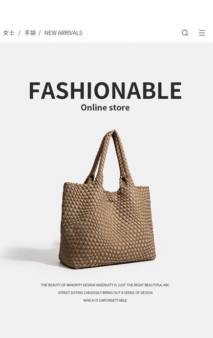 Large size women's tote bag Women's fashion bags 2024 Hot product Neoprene material women's hand-woven bag Large volume Tote bag