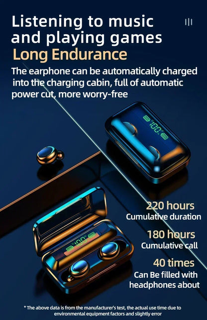 New Bluetooth Headphones 9D Stereo High Bass Sport Earphones Handfree Touch Control Tws Wireless Earbuds Headset