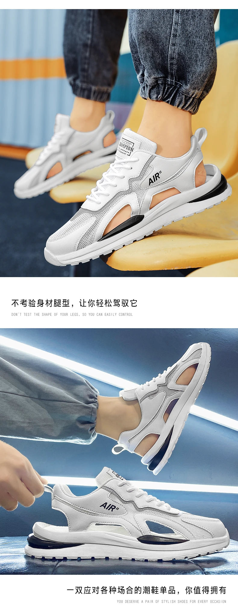 Summer Men Hollow Sandal Sneakers Breathable Mesh Platform Quick-Dry Casual Walking Shoes Non Slip Light Outdoor Beach Trainers