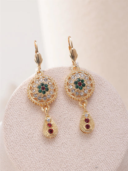 Moroccon Style Inlaid Rhinestone Design Necklace Plus Earring Set To Meet A Variety Of Occasions To Wear Jewelry