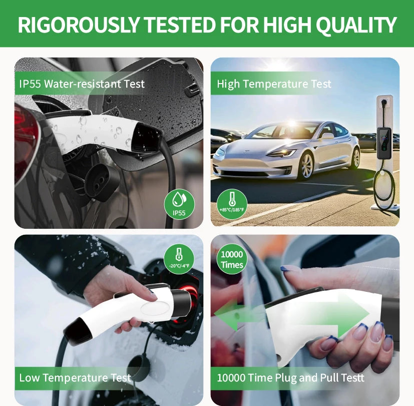 WUFEN Portable Type 2 Charger 110V US NEMA 5-15P Plug Max 3.5kw Type2 EV Charger 16A 1Phase Charging Plug For IEC 62196 Vehicle
