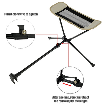 WESTTUNE Portable Camping Chair Foot Rest Stool Folding Attachable Leg Rest Recliner Lazy Retractable Accessories for Outdoor