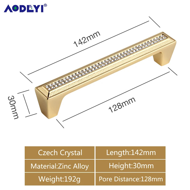 Crystal Drawer Pull Handles Diamond Sliver Wine Wardrobe Decotation Furniture Dresser Kitchen Cupboard Cabinet Knobs Gold Chrome