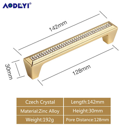 Crystal Drawer Pull Handles Diamond Sliver Wine Wardrobe Decotation Furniture Dresser Kitchen Cupboard Cabinet Knobs Gold Chrome