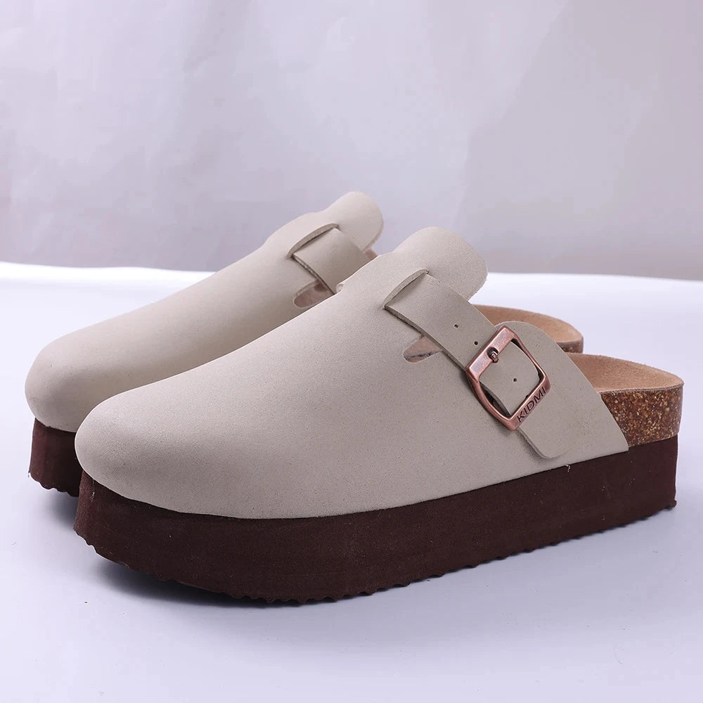 Crestar Women's Clogs Mules Cork Clogs Slippers Men Outdoor Mules Suede Clogs Shoes with Arch Support Mule Leather Clogs Sandal