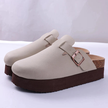 Crestar Women's Clogs Mules Cork Clogs Slippers Men Outdoor Mules Suede Clogs Shoes with Arch Support Mule Leather Clogs Sandal