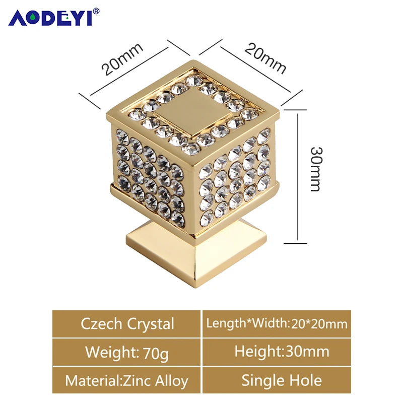Crystal Drawer Pull Handles Diamond Sliver Wine Wardrobe Decotation Furniture Dresser Kitchen Cupboard Cabinet Knobs Gold Chrome