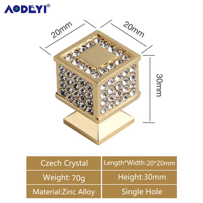 Crystal Drawer Pull Handles Diamond Sliver Wine Wardrobe Decotation Furniture Dresser Kitchen Cupboard Cabinet Knobs Gold Chrome