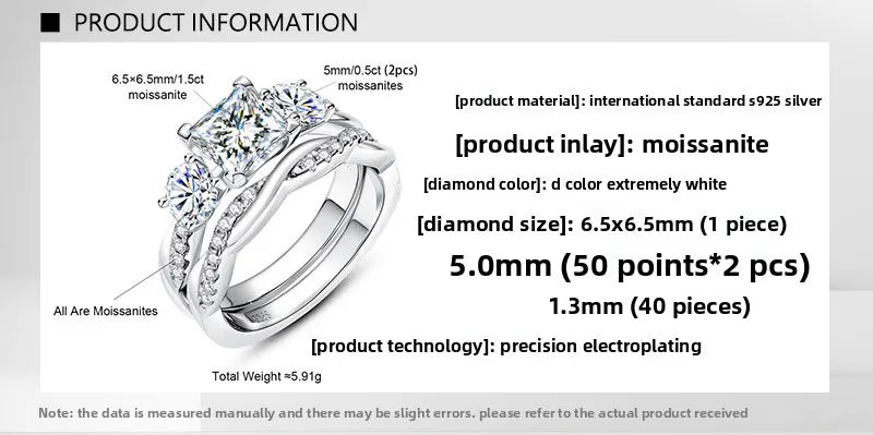 Carnica Luxury 925 Sterling Silver 1CT Real Moissanite Ring for Women Sugar Cube Pull-twist Arm GRA Diamond Wedding Jewelry Gift