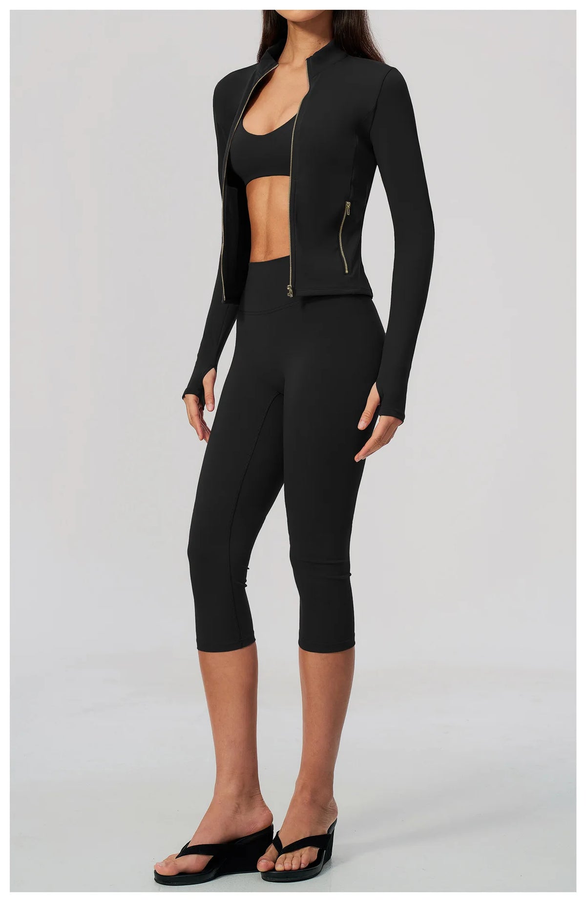 Yoga Set 3PCS Women's Tracksuit Workout Outfit Zipper Fitness Long Sleeved Sports Set Gym Clothes Female Sports Bra Yoga Outfits