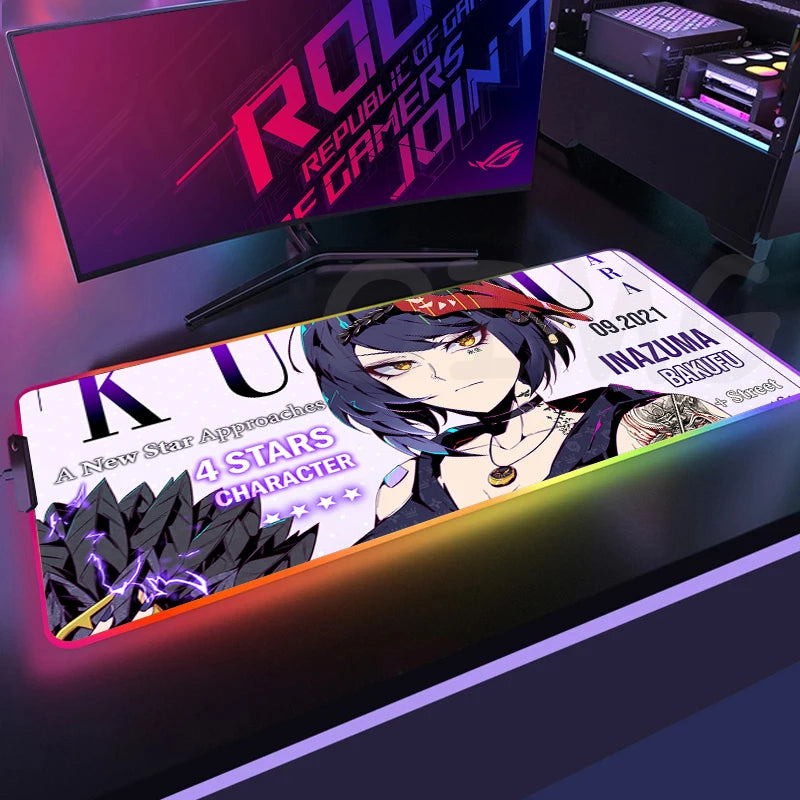 Sexy GirlLED Gaming Mousepads Large Backlight Desk Mat Non-Slip Gamer Mousepad Locking Edge RGB Mouse Pad Luminous Mouse Mat