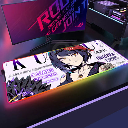 Sexy GirlLED Gaming Mousepads Large Backlight Desk Mat Non-Slip Gamer Mousepad Locking Edge RGB Mouse Pad Luminous Mouse Mat