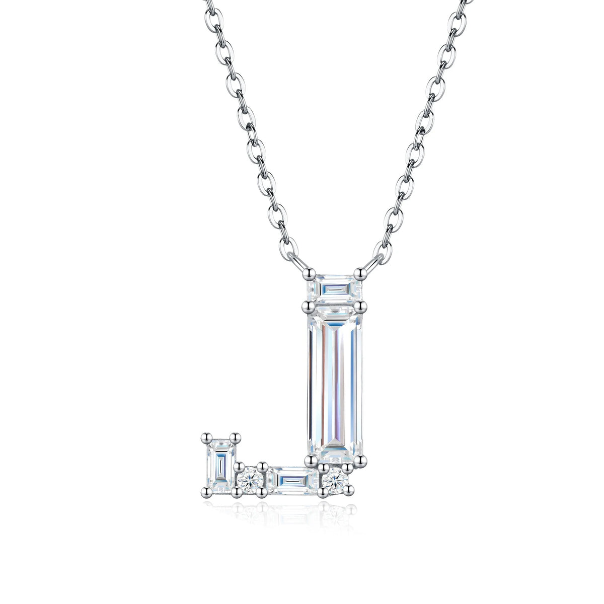 PureNew 26 Letter A-Z 4x12mm Moissanite Necklace For Women S925 Silver D Color 18k Plated Sparking Women's Moissanite Chain