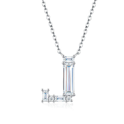 PureNew 26 Letter A-Z 4x12mm Moissanite Necklace For Women S925 Silver D Color 18k Plated Sparking Women's Moissanite Chain