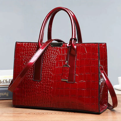 Patent Leather Women Messenger Bags Crocodile Female Crossbody Shoulder Hand Bags for Women High Quality Ladies Handbags