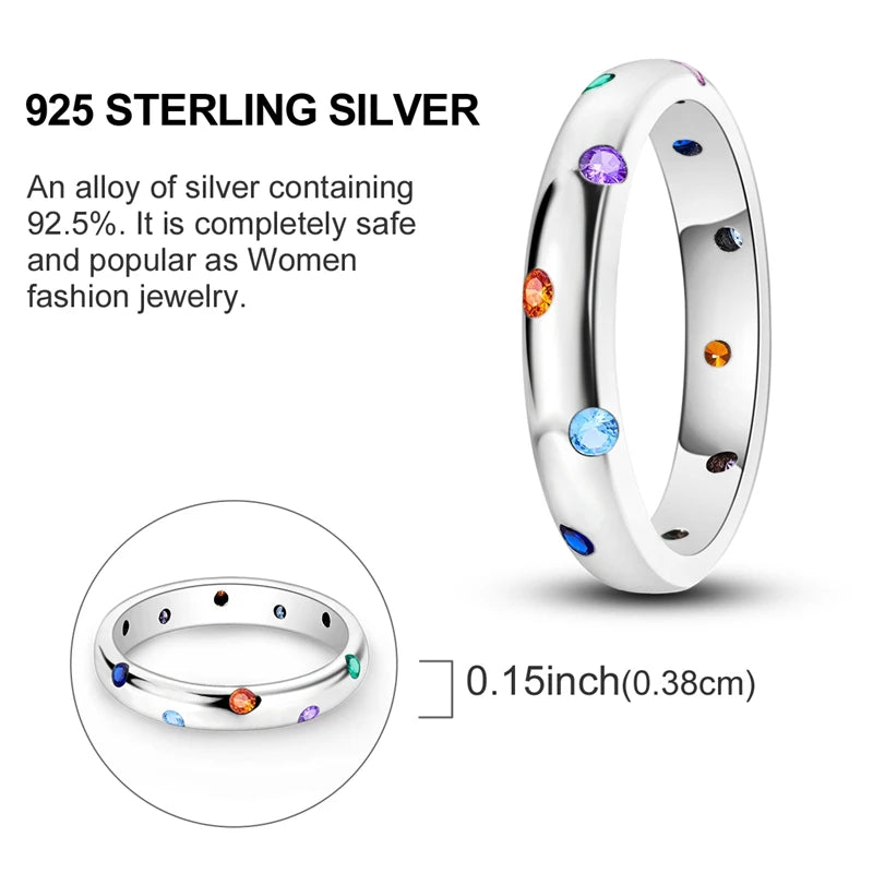 LAZA 925 Sterling Silver Colorful Rings Sparking Zirconium Bowknot Moon Sun Original Ring For Women Anniversary Wedding Gifts