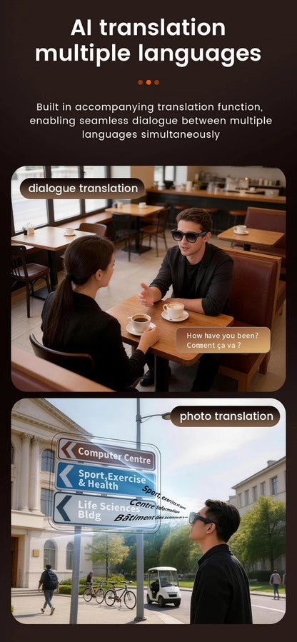 AI Smart Glasses 13MP 5K Camera 32GB ROM HD Photo Identify Objects ChatGPT Video Call Translation Music WiFi Bluetooth Eyewear