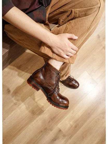 Genuine Leather Men Boots Plus Size Style Boots Soft Leather Ankle Shoes