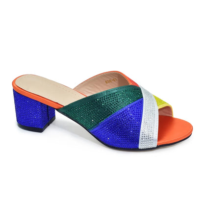 New Arrival African Women Wedding Shoes Bride Shoes Luxury Elegant Low Heels Rhinestone Lady Slippers Sandals Nigerian Pumps