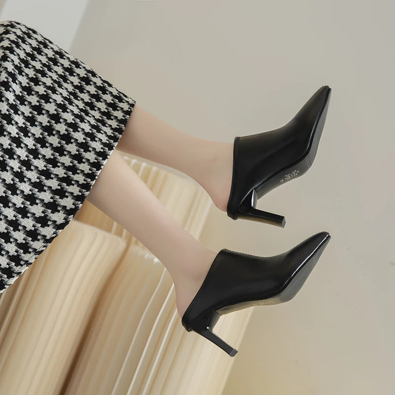 2022 Spring Summer Women Designer Shoes Pointed Toe Mules Slippers Ladies Luxury Brand High Heel Sandals