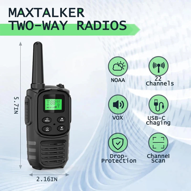 2PCS Kids Portable Outdoor Children Two Way Radio UHF Receiver Walkie-Talkie Radio Comunicador Mini Walkie Talkie For Boys Girls