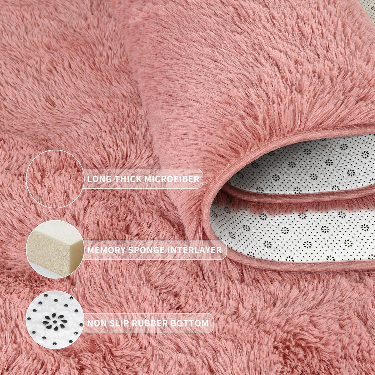 1pc Soft Long-hair Plush Carpet Rug Non-Slip Plush Fluffy Soft Furry Bedside Carpet Drum Carpet Holiday Suitable for Dormitory Home Decoration Pet-Friendly Bedroom Living Room Carpet Home Decoration Room Decoration