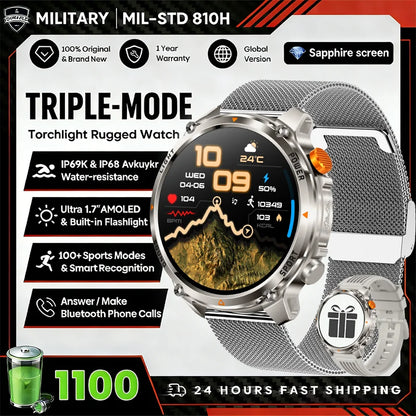 2026 T-Rex3 Ultra 1100mAh Battery Smart Watch GPS Track Compass IP69K Waterproof Sports tracker Outdoors Military Smartwatches