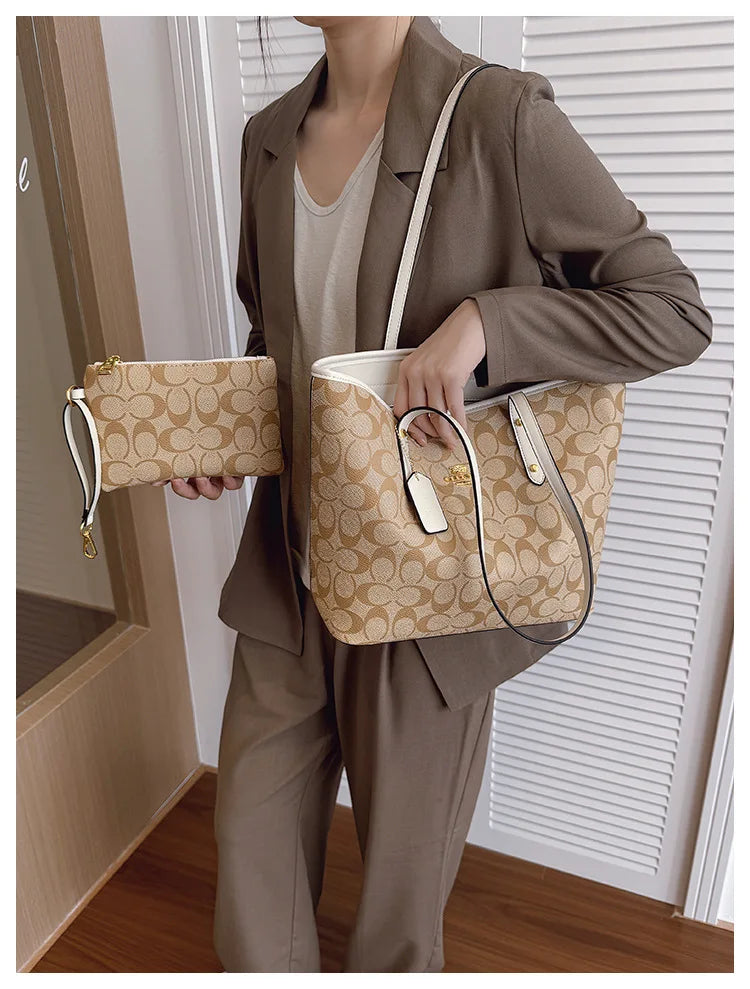 European and American Fashion Printed Large Capacity Women's Bag 2026 New Trendy Retro Luxury Single Shoulder Tote Bag