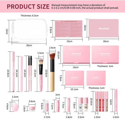 All In One Makeup Set for Full Face Base Concealer Contour Highlight Blush Palette Eyebrow Pencil Eye Shadow Lip Makeup Kit