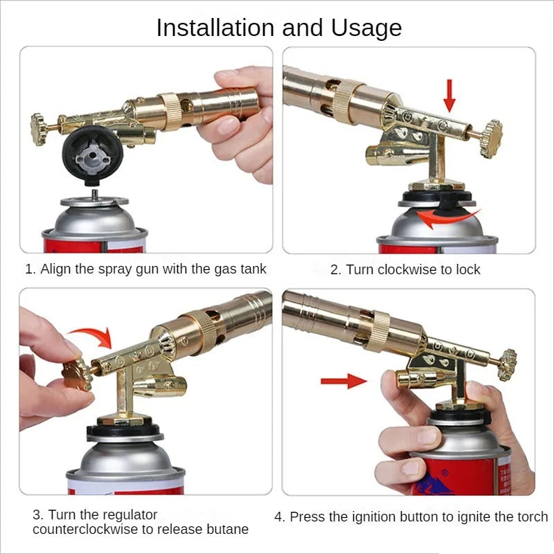 Outdoor Portable Welding Gas Torch Flame Nozzle Butane Burner Camp BBQ Lighter Flamethrower Kitchen Supplies Welding Equipment