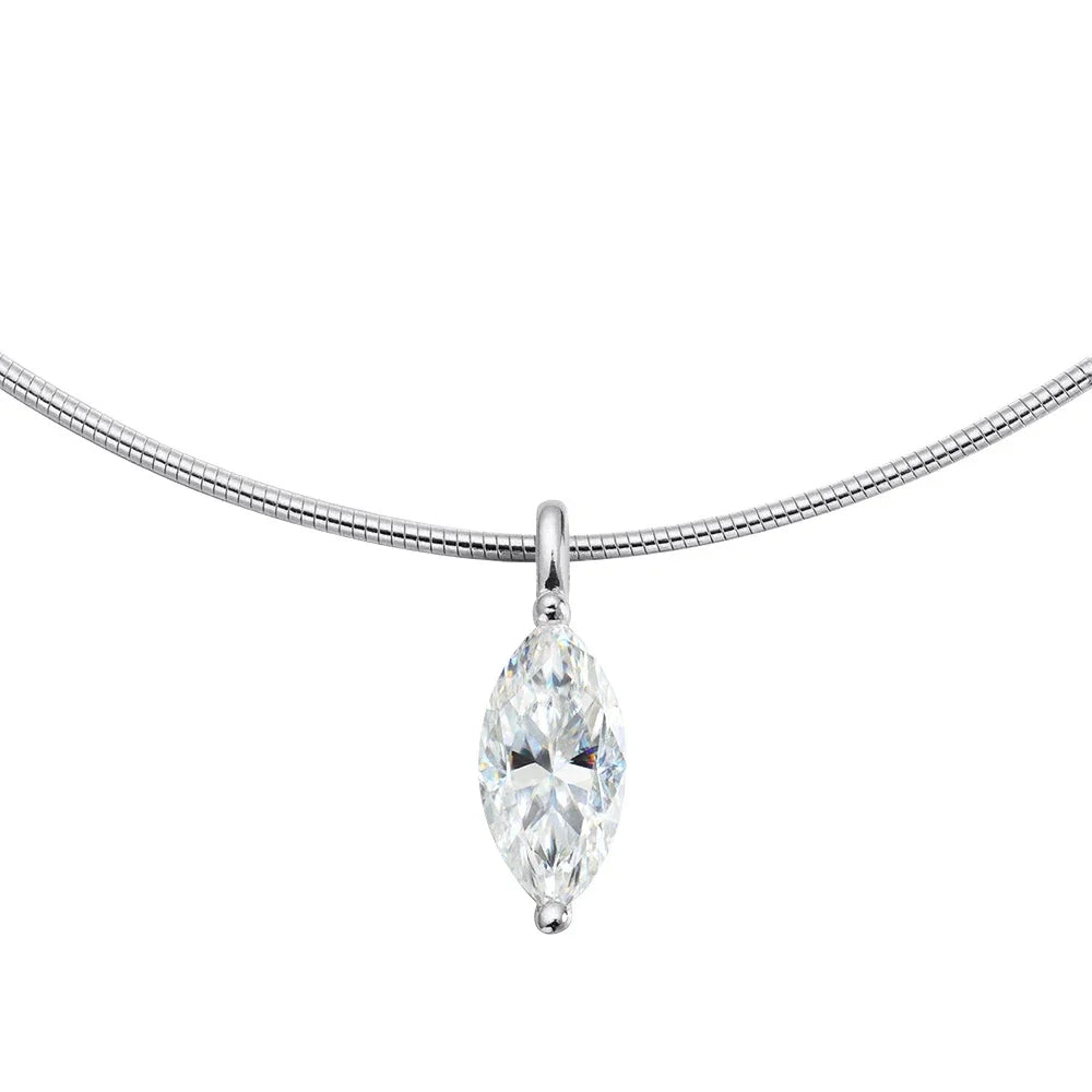 3carat Solitaire Marquise Cut Moissanite Hard Necklace for Women Eye Shape Sparkling Diamond Pendant Neck Chain with Certificate