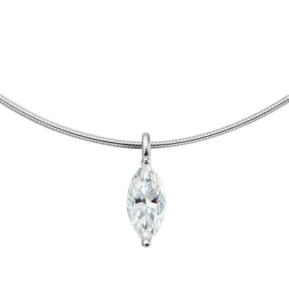 3carat Solitaire Marquise Cut Moissanite Hard Necklace for Women Eye Shape Sparkling Diamond Pendant Neck Chain with Certificate