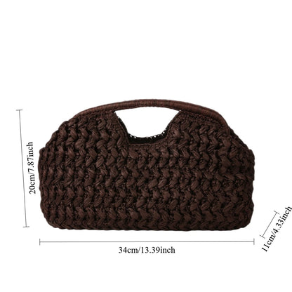 New Summer Beach Bag for Women Clutch Bag Luxury Designer Straw Bags Tote Handbag Fashion Woven Rattan Bags Female Travel Purse