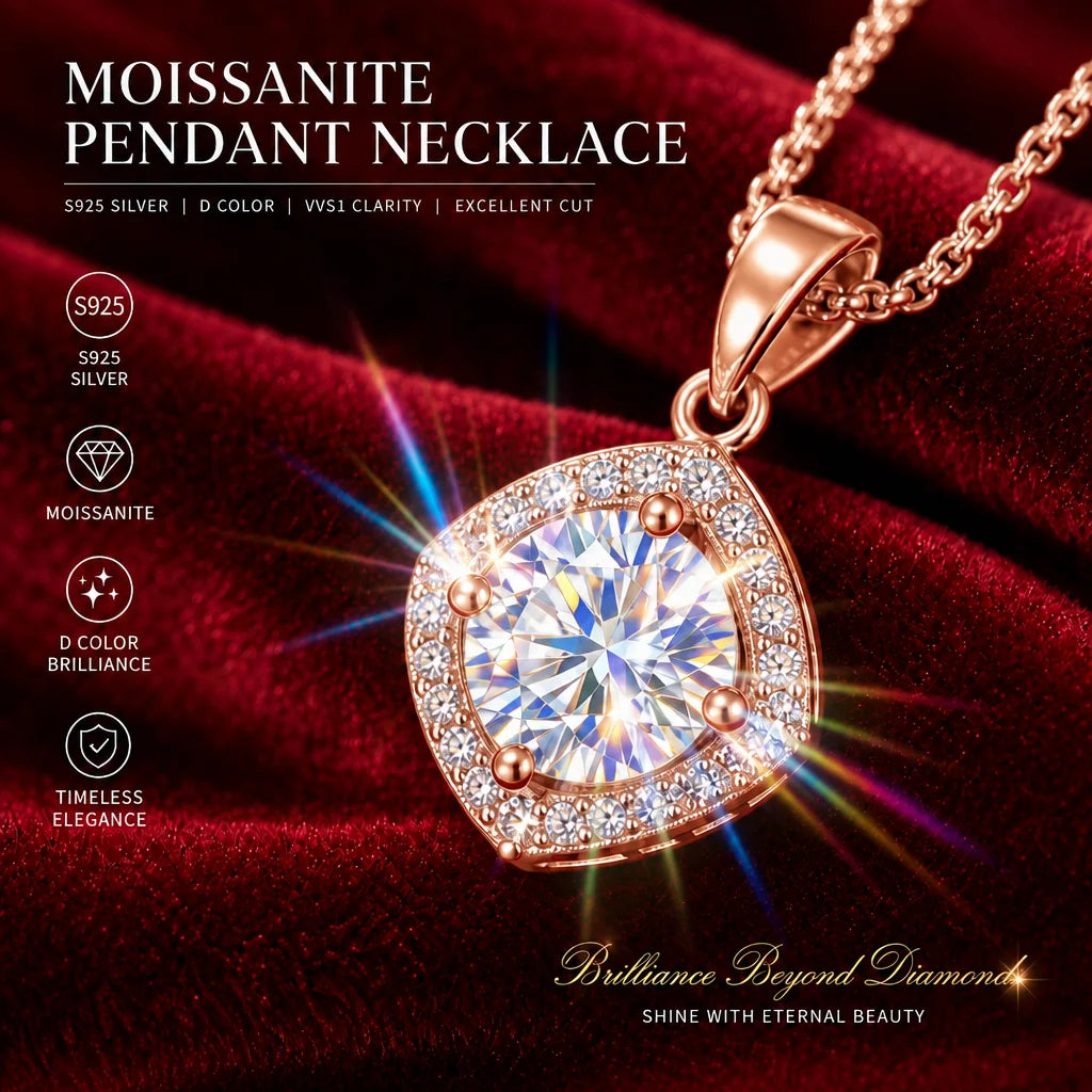 Luxury 1 Carat Moissanite Necklace Pendant D Color VVS1 S925 Sterling Silver Chain Women Engagement Wedding Jewelry With GRA