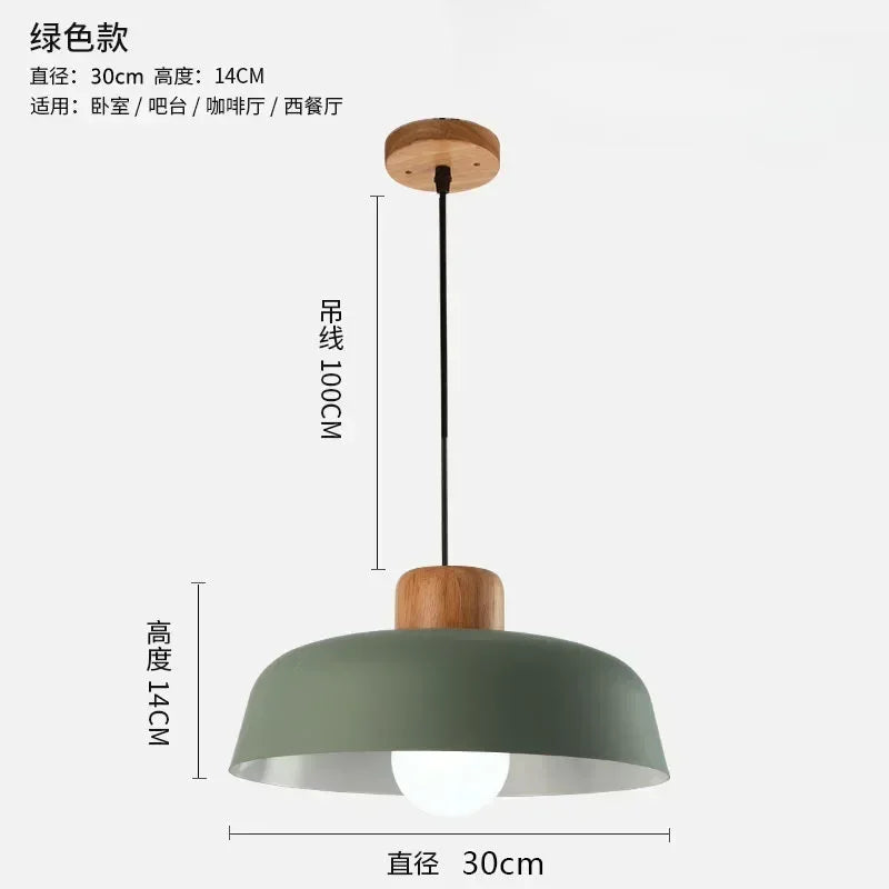 Nordic Wood Aluminum Pendant Lights Modern Hanging Lamps Kitchen Living Room Chandelier Lighting E27 LED Loft Lampara De Techo