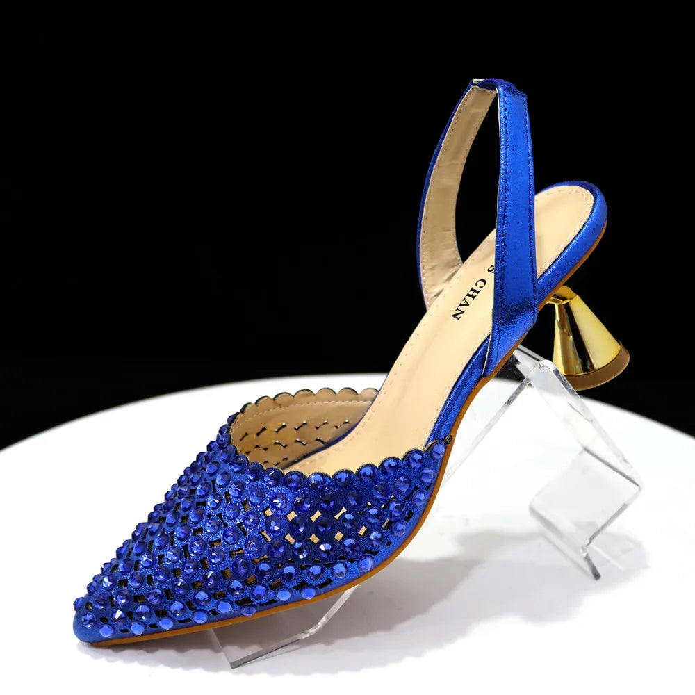 Fashion Summer 2023 Beads Decorated Muffin Bottom Sandals Wear Comfortable And Versatile Elegant Ladies Shoes And Bag Set