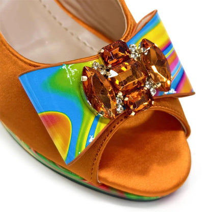 Venus Chan 2024 Fashion Purple Color Painted Rhinestones Elegant Peep Toe Sandals Shoes and Bag Set Italian Heels for Womens