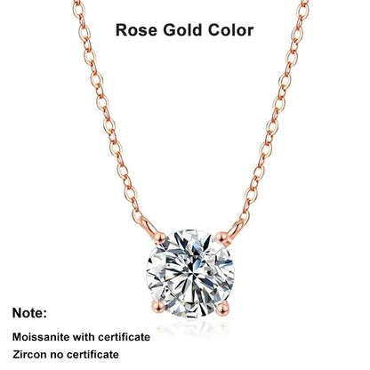 NeeTim 1ct 2ct 3ct 5ct D VVS1 Moissanite Necklace for Women Sterling Silver 925 with Yellow Rose Gold Plated Lab Diamond Pendant