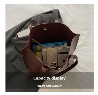 Retro Faux Leather Shoulder Bag, Large Capacity Office Commuter Handbag,Top Handle Purse Durable Work Laptop Tote Bags for Women