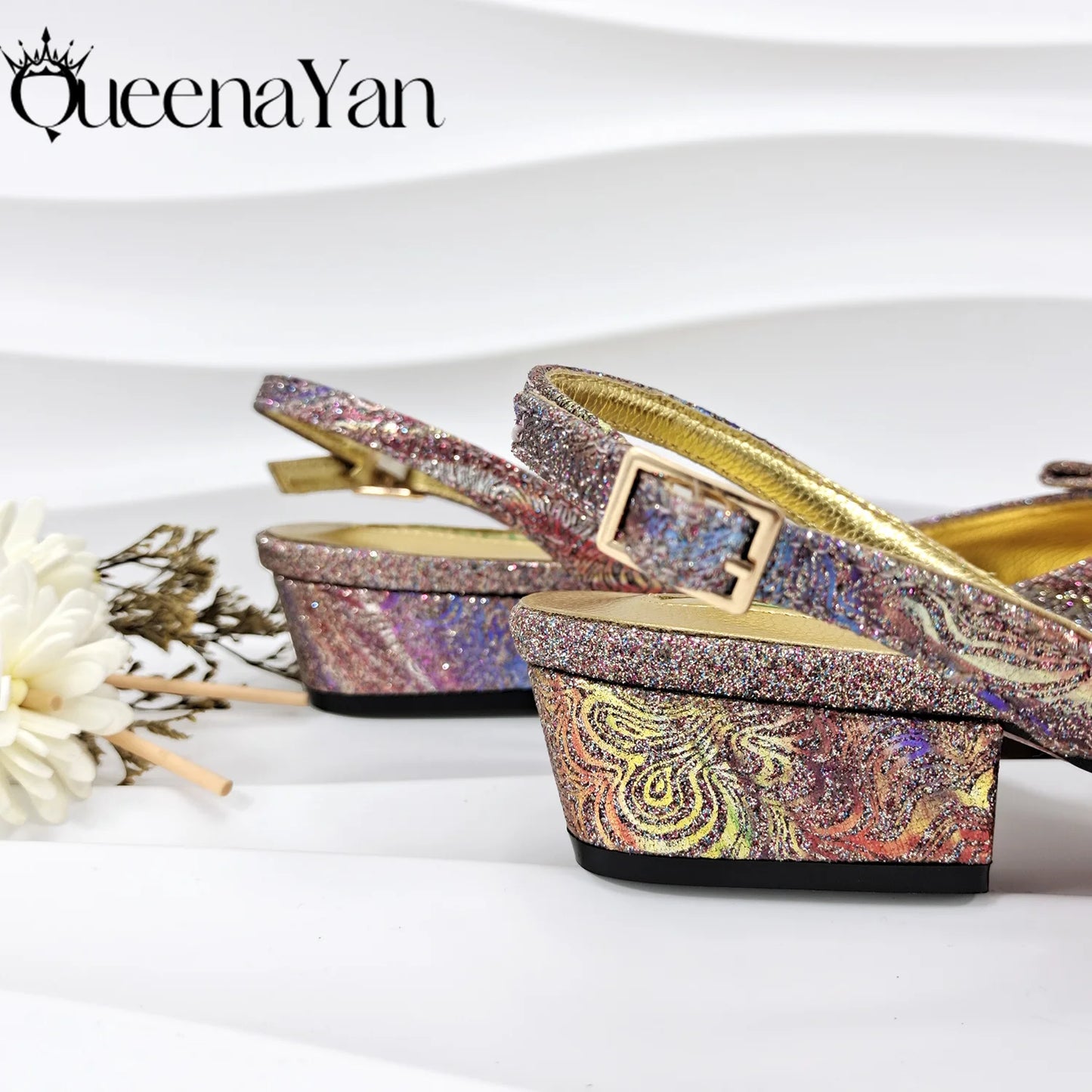 Banquet  Women's Shoes And Bag Light and Comfortable Shoes Rhinestones Embellished with The Same Fine Handbag Low Heel Shoes