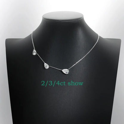 Smyoue Gradient Moissanite Necklace for Women 3 Gems Pear Cut Certified Luxury Pendant Lab Diamond Jewelry Sterling Silver 925