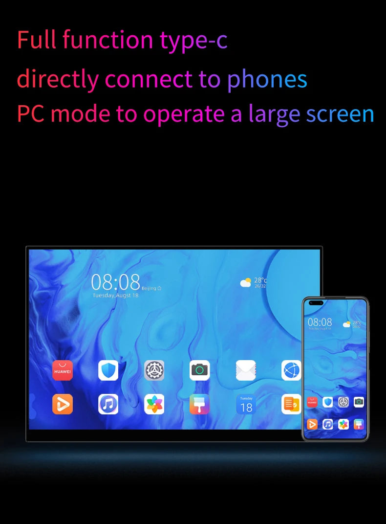 13.3'' AMOLED Portable Monitor OLED Screen 100%DCI-P3 One Cable USB-C Travelling Display On The Go for Office Laptop Mac Windows