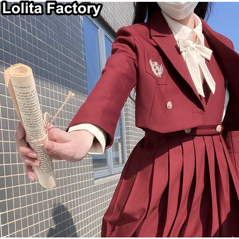 Japanese Women JK Green Blazer Suit skirt coat Harajuku High School Uniform for Students Girl Outwear College Style blazers Suit