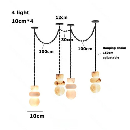 Alabaster Marble Chain Hanging Pendant Lights Collection for Dining Room Spanish Natural Marble LED Chandelier For Living Room
