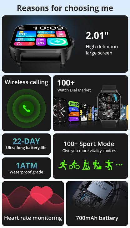 COLMI P77 Smartwatch, Up to 11 day battery life,  Massive 700mAh battery, 2 inch display, Health Management Smart Watch
