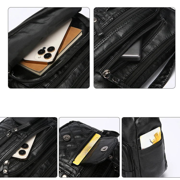 Women's Crossbody Bag, Synthetic Leather Shoulder Bag with Adjustable Shoulder Straps, Lightweight Multi Pocket Bag with Zipper