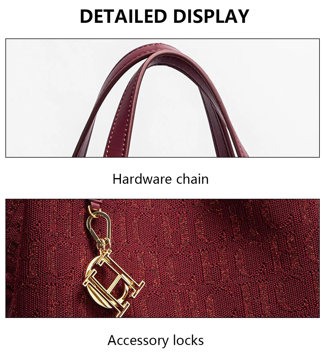 CH Women's Shoulder Bag Simple Solid Color Gold Letter Printed Design Women's Large Capacity Daily Commuter Bag Women's Handbag